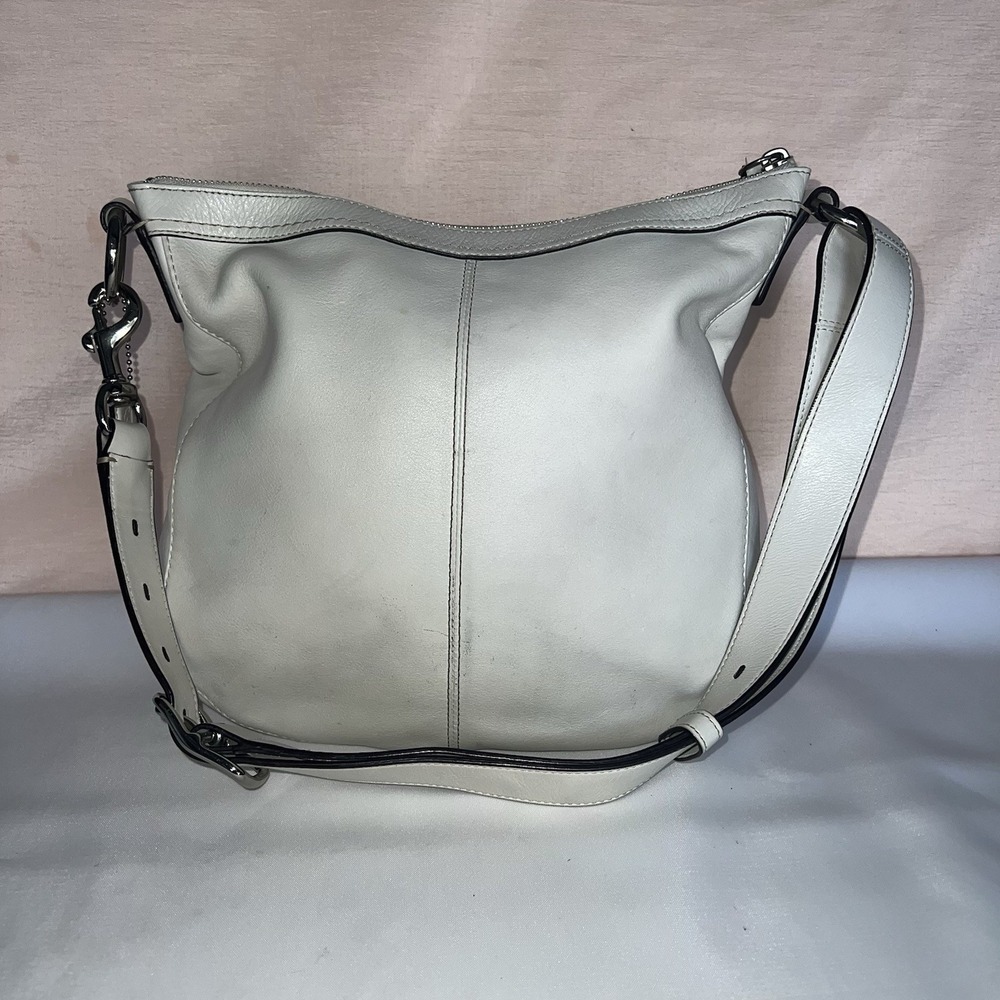 Coach White Leather Chelsea Hobo Bag Purse Dec 2009 F14018 Sky Blue Interior EUC - Picture 2 of 11